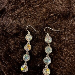 Silver Iridescent Cascade Earrings